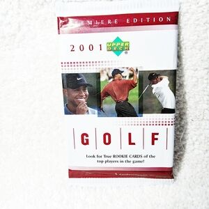 Factory Sealed Upper Deck 2001 Golf Rookie Year Trading Cards 5 Pack.